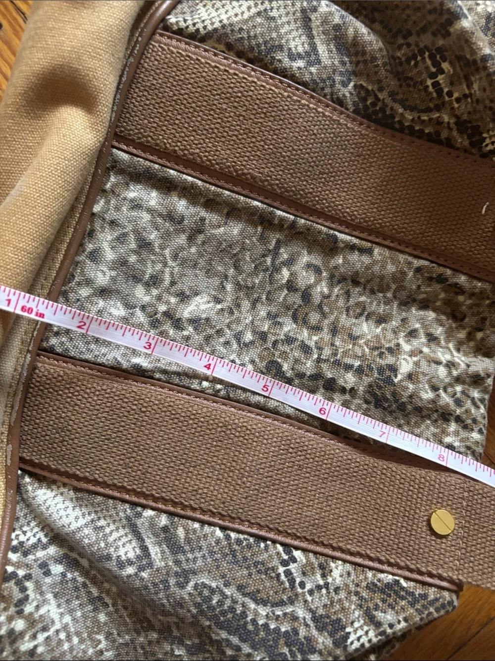 Tory Burch Brown Snake-Print bag with Gold Logo
